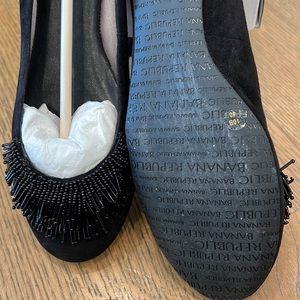 BRAND NEW Banana Republic suede flats with jet bead detail
